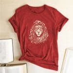 T-Shirt Lion Coton Rouge