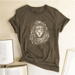 T-Shirt Lion Coton Marron