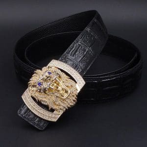 ceinture lion homme noire