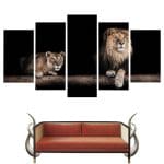 Tableau Lion Lionne 5 Pièces