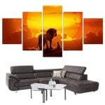 Tableau Roi Lion Couché de Soleil | Lion Royaume