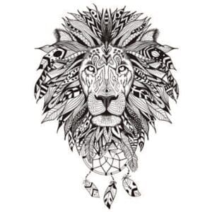 Tatouage Éphémère Lion Plume