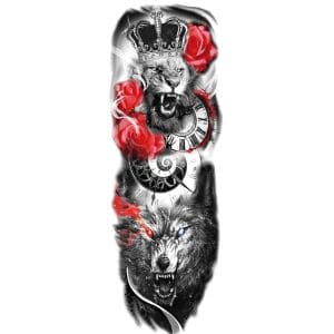 Tatouage Éphémère Tête de Lion et Loup