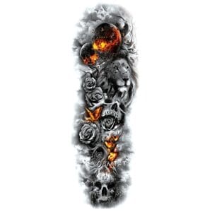 Tatouage Éphémère Lion Feu