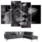 Tête de Lion Tableau Noir et Blanc